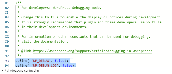 EST wp debug false