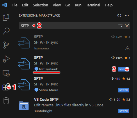 Visual Studio Code - SFTP laienduse paigaldamine